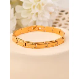 VOJ Gold Toned Linked Minimal Bracelets for Men-picture-24
