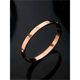 VOJ Rose Gold Plated Crystals Kada Bracelet for Women-image-1