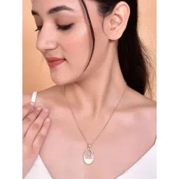 VOJ Rose Gold Plated Oval Pandent Chain for Women-image-0