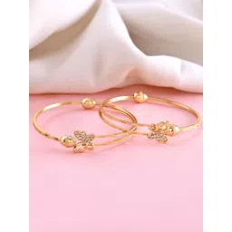 VOJ Set Of 2 Gold Plated American Diamond Studded Butterfly Shaped Bangles-picture-37
