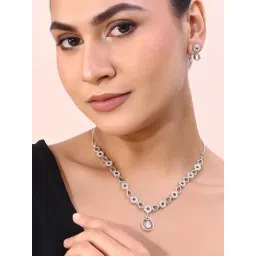 VOJ Silver-Plated Ad-Studded Designer Jewellery Set for Women-picture-15