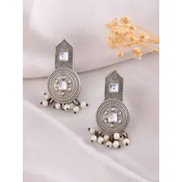 VOJ Silver Plated Beats Studded Classic Stud Earrings-picture-17