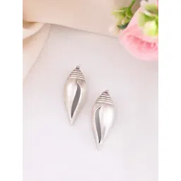 VOJ Silver Plated Shankh Shape Stud Earrings-picture-42