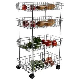 vokay Fruit and Vegetable Stand Basket Trolley Onion Potato Kitchen Storage Stainless Steel Rack (4 Layer) Stainless Steel Kitchen Trolley-picture-26