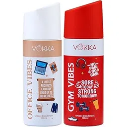 Vokka Vibes Deodorant Body Spray Combo Pack 300ml - 150ml x 2 | Gym & Office Vibes | Unisex Long Lasting Deo | Strong & Subtle Fragrance for Gym & Office | Daily Use Perfume Bodyspray for Men & Women-picture-33