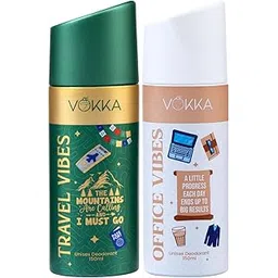Vokka Vibes Deodorant Body Spray Combo Pack 300ml - 150ml x 2 | Office & Travel Vibes | Unisex Long Lasting Deo | Fresh Fragrance for Office & Travel | Daily Use Perfume Bodyspray for Men & Women-picture-10