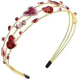 vokone Valentines Day Headbands for Women XOXO Heart Headbands Multi Layer Crystal Hairbands Valentines Costume Headwear Hair Accessories Gifts for Her (XOXO Heart)-picture-37