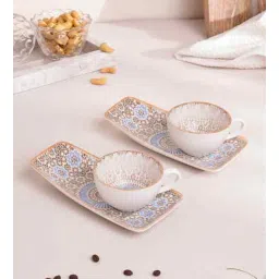 vola (Set of 4) Pixel- Morocco Fine Porcelain Coffee Mug with Snack Plate-picture-32