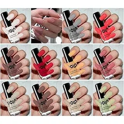 Volo Toxic Free Perfection Shine Nail Polish Set of 12 (Matte White, Extra Shine Top Coat, Grey, Carrot Red, Dark Nude, Red, Flirty Nude, Tan, Ice Nude, Dark Nude, Nude, Mischievous Mint)-picture-33