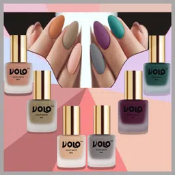 Velvet Dull Matte Posh Shades Party Girl Range Nail Polish Sets Combo-No-23 Light Wine, Sand Nude, Light Peach, Dark Green, Nude, Grey-image-22