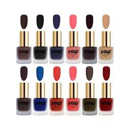 VOLO Set Of 12 Velvet Matte Nail Polish - 8 ml Each -Olive-Blue-Black-Brown-Peach-Nude-picture-26