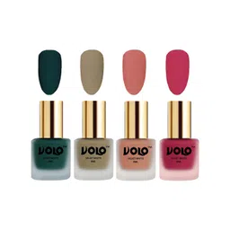 VOLO Set Of 4 Velvet Matte Nail Polish-8 ml-Sand Nude-Dark Green-Light Peach-Passion Pink-picture-41