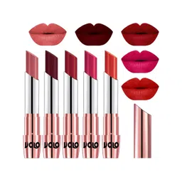 VOLO Set Of 5 Matte Lipstick-Light Peach 32-Maroon 42-Red 43-Passion Pink 44-Oraange 49-picture-30