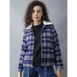 VOLTEDGE Women Checked Denim Jacket-picture-25