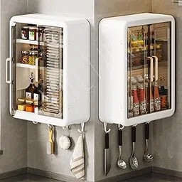 VOLTURI Self-Adhesive No-Drill Bathroom Shelf & Storage Cabinet with Magic Stickers, Organiser for Bathroom, Kitchen Essentials, Makeup, Skincare, Wall-Mounted Multi-Purpose Kitchen Storage Cabinet-picture-21