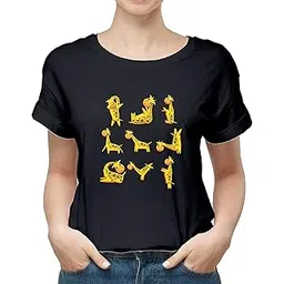 volume 9 Giraffe Yoga 100% Cotton Round Neck Graphic Printed T Shirt for Women Girls, Cartoon Tshirt for Women, Cartoon t Shirt for Women Girls.-picture-52