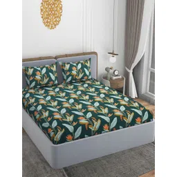 VOMZER Green Geometric 210 TC Queen Bedsheet with 2 Pillow Covers-picture-18