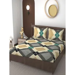 VOMZER Multicoloured Geometric 210 TC Queen Bedsheet with 2 Pillow Covers-picture-24