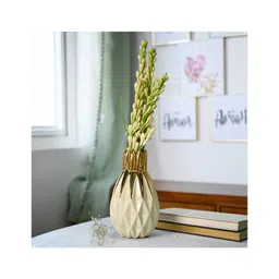Voncasa Ivory & Golden Geometric Vase-picture-27