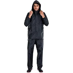 vordvigo Men's Rider Solid Raincoat Rainsuit Pant style with Jacket (Medium Size) (Black)-picture-37