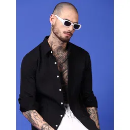 Voroxy Standard Textured Spread Collar Wrinkle Free Casual Shirt-image-7