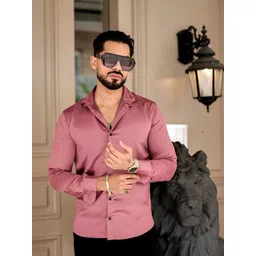 VORTEX Men Premium Slim Fit Solid Spread Collar Satin Casual Shirt-picture-40