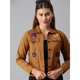 VOXATI Women Mustard Printed Tailored Jacket with Patchwork-picture-13