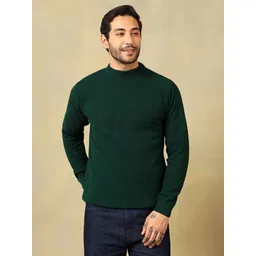 voxmonks Men Self Design High Neck Dark Green Sweater-picture-24