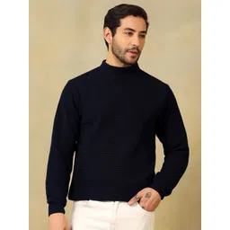 Voxmonks Men Self Design Ribbed High Neck Pullover-picture-21