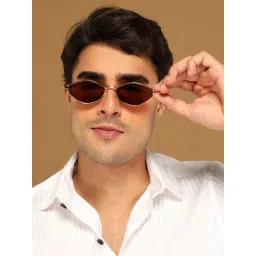 Voyage Brown UV Protection Hexagon Unisex Sunglasses-picture-27