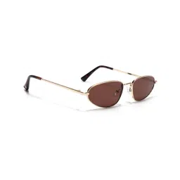 Voyage Brown UV Protection Oval Unisex Sunglasses-picture-34