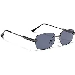 voyage Rimless Sunglasses for Men & Women (Black Lens | Grey Frame - MG7353)-picture-35