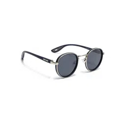 Voyage Unisex Round Polarized Sunglasses Grey Lens with Silver & Blue Frame (PMG6677) (56)-picture-11