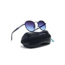Voyage Unisex Round Sunglasses with UV Protected Lens 2539MG5789-Black & Blue-picture-26
