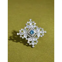 Voylla Before Sunrise Maya Statement Rhodium-Plated American Diamond Stone Studded Ring-picture-38