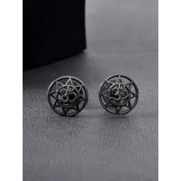 Voylla Black Eclipse Om Mandala Stud Earrings-picture-27