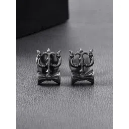 Voylla Black Eclipse Trinetra Black Stud Earrings-picture-17