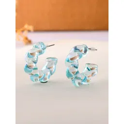 Voylla Blue Resin Soft Blue Twisted Hoop Earrings-picture-10