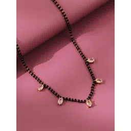 Voylla Essentials Chandni Gold-Plated American Diamond Stone Studded & Beaded Mangalsutra-picture-35