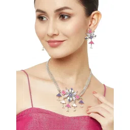 Voylla Festive Hues Colourful Silver Toned Jewellery Set-picture-11