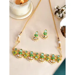 Voylla Forever More Lotus Choker Necklace Set-picture-20