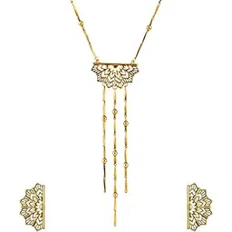 voylla Fringes Dazzling Statement Necklace Set For Women|Boho|Travel|Summer|Gold Oxidised|Gift for Women & Girls-picture-21