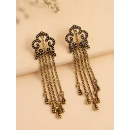 Voylla Gold Fringes Sway in Fringe Drop Earrings-picture-48