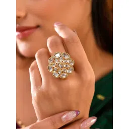 Voylla Gold Kundan Elegance Chandra Casual Ring image 2