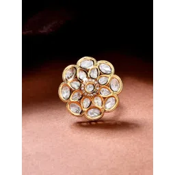 Voylla Gold Kundan Elegance Chandra Casual Ring image 1