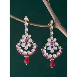 Voylla Gold Kundan Elegance Ghoomar Drop Earrings-picture-17