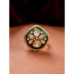 Voylla Gold Kundan Elegance Regal Enamel Casual Ring-picture-22