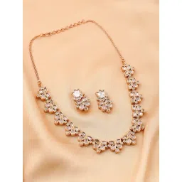 Voylla Gold Kundan Essentials Golden Blossoms Necklace & Earring Set-picture-24