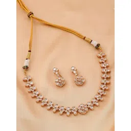 Voylla Gold Kundan Essentials Sparkling Blooms Necklace & Earring Set-picture-26