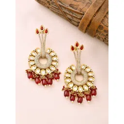 Voylla Gold Kundan Opulence Regal Plumage Kundan Drop Earrings-picture-23
